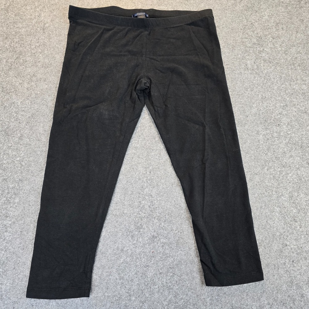 Zenana Basic Capri Leggings Womens Large Black Cotton Stretch Elastic Waist